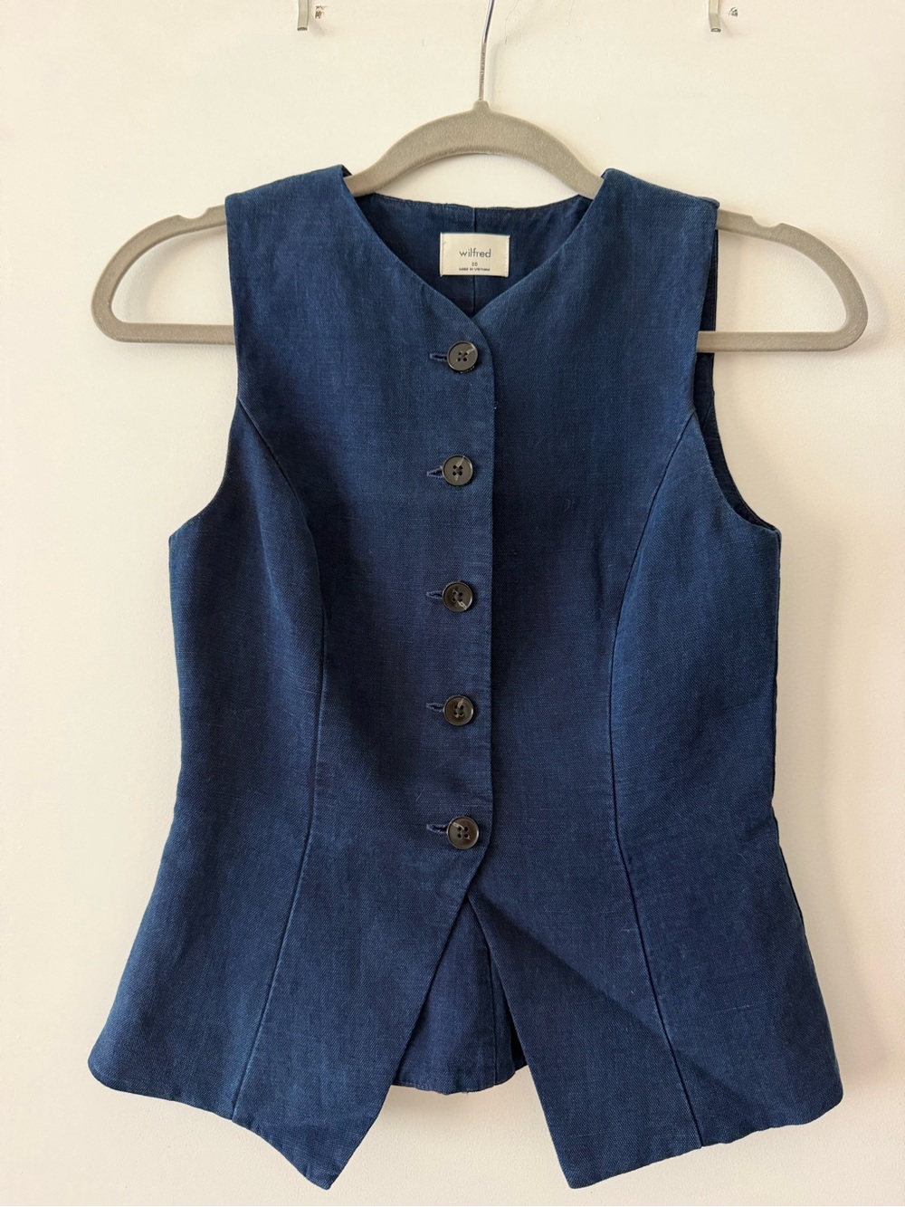 Wilfred Navy Sleeveless Button-Front Dress